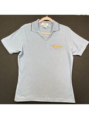 Vantage Vintage Air Embroidered Performance Polo Shirt Light Blue Size Small